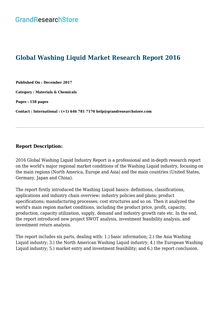 Global Washing Liquid Market Research Report 2016
