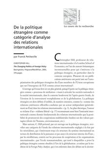 De la politique étrangère comme catégorie d’analyse des relations internationales par Franck Petiteville