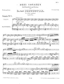 Partition complète, violon Sonata No.2, Op.12/2, A Major, Beethoven, Ludwig van
