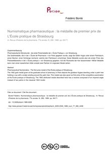 Numismatique pharmaceutique : la médaille de premier prix de L École pratique de Strasbourg  - article ; n°280 ; vol.77, pg 69-71