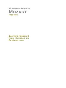 Partition complète, corde quintette No.5, D major, Mozart, Wolfgang Amadeus