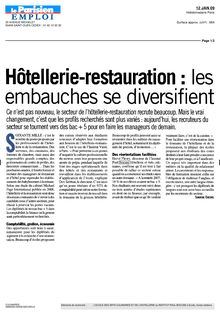 LIRE L ARTICLE - Hôtellerie-restauration : les