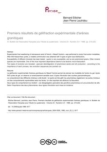 Premiers résultats de gélifraction expérimentale d arènes granitiques - article ; n°3 ; vol.23, pg 215-222
