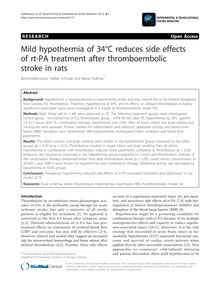 Mild hypothermia of 34°C reduces side effects of rt-PA treatment after thromboembolic stroke in rats