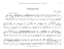 Partition Voluntary IX (G major), Bénévoles, Stanley, John