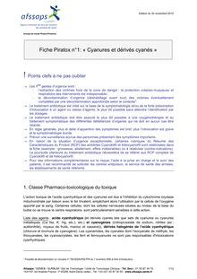 Fiche Piratox 1 : Cyanures et dérivés cyanés 01/12/2010