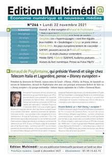 Editions Multimedi@ n°266 - du Lundi 22 novembre 2021