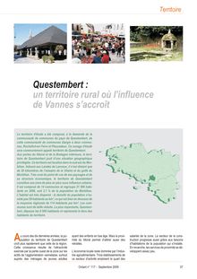 Questembert : un territoire rural où l influence de Vannes s accroît (Octant n°117)