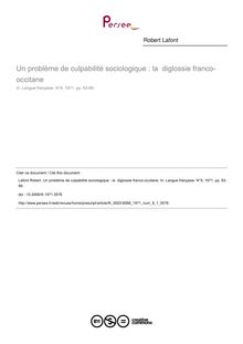 Un problème de culpabilité sociologique : la  diglossie franco-occitane - article ; n°1 ; vol.9, pg 93-99