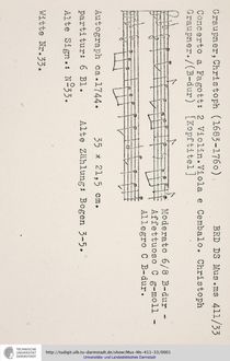 Partition complète, basson Concerto en B-flat major, GWV 340, B-flat major