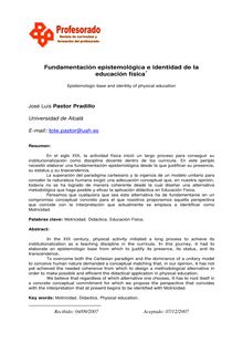 Fundamentación epistemológica e identidad de la educación física (Epistemologic base and identity of physical education)