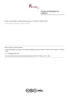 Une cachette hallstattiennes à Octon (Hérault) - article ; n°1 ; vol.14, pg 79-80