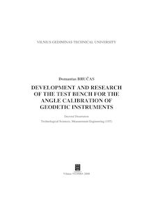 Development and research of the test bench for the angle calibration of geodetic instruments ; Geodezinių kampų matavimo prietaisų kalibravimo įrangos kūrimas ir tyrimas