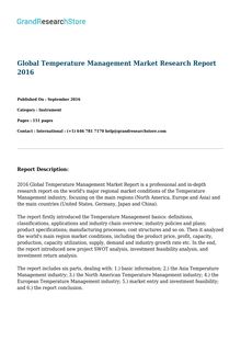 Global Temperature Management Market Research Report 2016