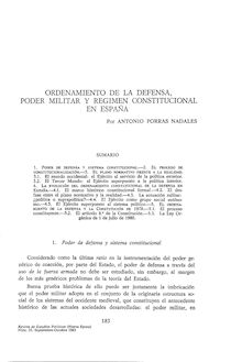 Ordenamiento de la defensa, poder militar y régimen constitucional en España