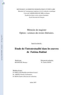REPUBLIQUE ALGERIENNE DEMOCRATIQUE ET POPULAIRE Ministère de l enseignement supérieur et de la recherche scientifique