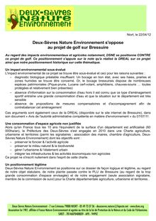 DSNE opposée au projet dès 2012 (communiqué de presse)