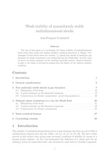 Weak stability of nonuniformly stable multidimensional shocks