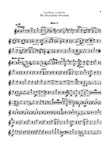 Partition cor 1, 2 (en F), 3, 4 (en C), Der Freischütz, Op.77, Eine romantische Oper in 3 Aufzügen