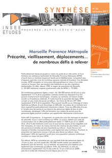Marseille Provence Métropole  Précarité, vieillissement, déplacements...  de nombreux défis à relever