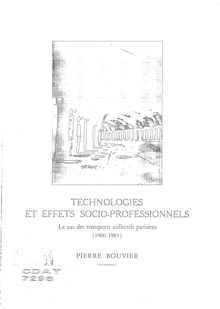 Technologies et effets socio-professionnels. Le cas des transports collectifs parisiens 1900-1983. : 7298_1