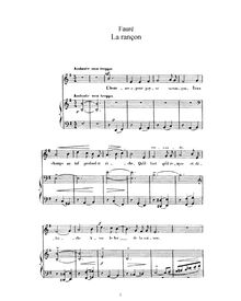 Partition No. 2 - La rançon (e), 3 chansons, Op. 8, Fauré, Gabriel