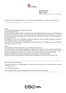 Une étude intégrée de l économie française en deux secteurs - article ; n°3 ; vol.59, pg 23-46