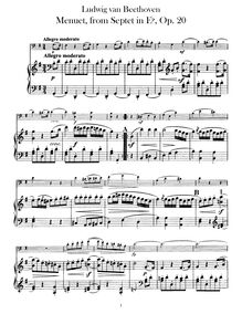 Partition violoncelle et partition de piano, Septet, Beethoven, Ludwig van