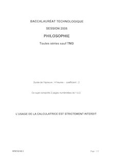 Sujet du bac STG 2008: Philosophie