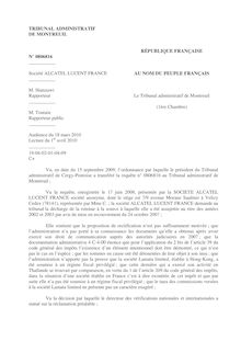 Alcatel-Lucent : décision du Tribunal administratif de Montreuil