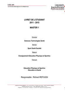 LIVRET DE L ETUDIANT 2011 - 2015 MASTER 1 Responsable ...