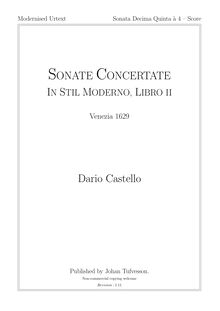 Partition complète, Sonate concertate en stil moderno, libro secondo par Dario Castello