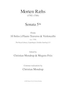 Partition complète (realized continuo), 10 Solos a Flauto Traverso & violoncelle par Martin Ræhs
