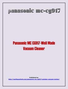 Panasonic MC CG917-Well Made Vacuum Cleaner