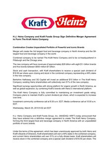 Heinz et Kraft annoncent leur fusion