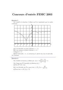 Concours Commun post bac S 2003 Concours FESIC