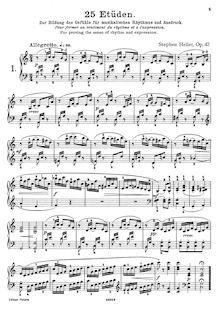 Partition complète, 25 Etudes, 25 études pour former au sentiment du rythme et à l expression par Stephen Heller