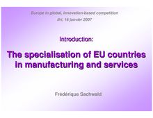 The specialisation of EU countries in manufacturing  and services