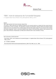 1968 : mort et naissance de l université française - article ; n°1 ; vol.23, pg 59-70