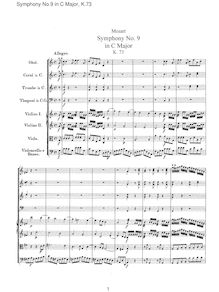 Partition complète, Symphony No.9, C major, Mozart, Wolfgang Amadeus par Wolfgang Amadeus Mozart
