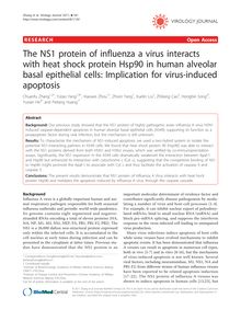 The NS1 protein of influenza a virus interacts with heat shock protein Hsp90 in human alveolar basal epithelial cells: Implication for virus-induced apoptosis