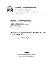 Monografía de la población de la República de Costa Rica en el siglo XIX