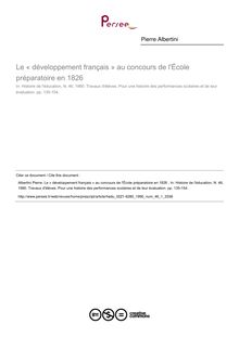 Le « développement français » au concours de l École préparatoire en 1826  - article ; n°1 ; vol.46, pg 135-154