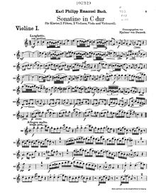 Partition violon 1, Sonatina en C major, C major, Bach, Carl Philipp Emanuel