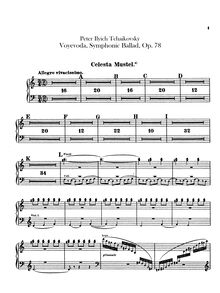 Partition Celesta, pour Voyevoda, Воевода, A minor, Tchaikovsky, Pyotr