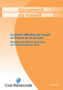 Temps de travail en France et en Europe - étude COE-Rexecode