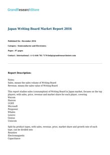 Japan Writing Board Market Report 2016 
