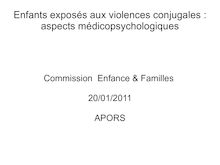 Enfants exposés aux violences conjugales : aspects ...