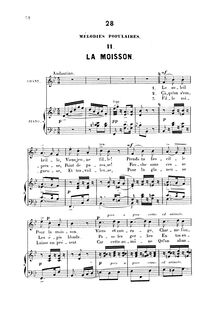 Partition , La moisson, 40 Mélodies Poésies françaises par Victor Wilder
