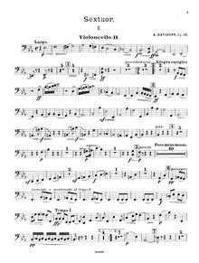 Partition violoncelle 2, corde Sextet, Op.12, Sextet in E-flat, Op.12